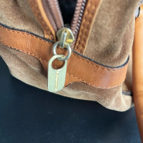 IL Punto Rossi Suede Leather Circle Round Handbag Purse Brown - Picture 4 of 10